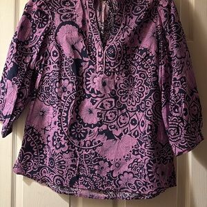 Umgee Purple and Navy Floral Blouse